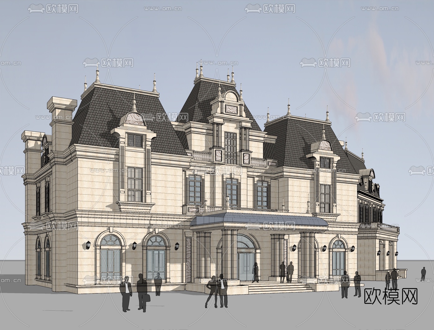 法式独栋别墅免费su模型下载