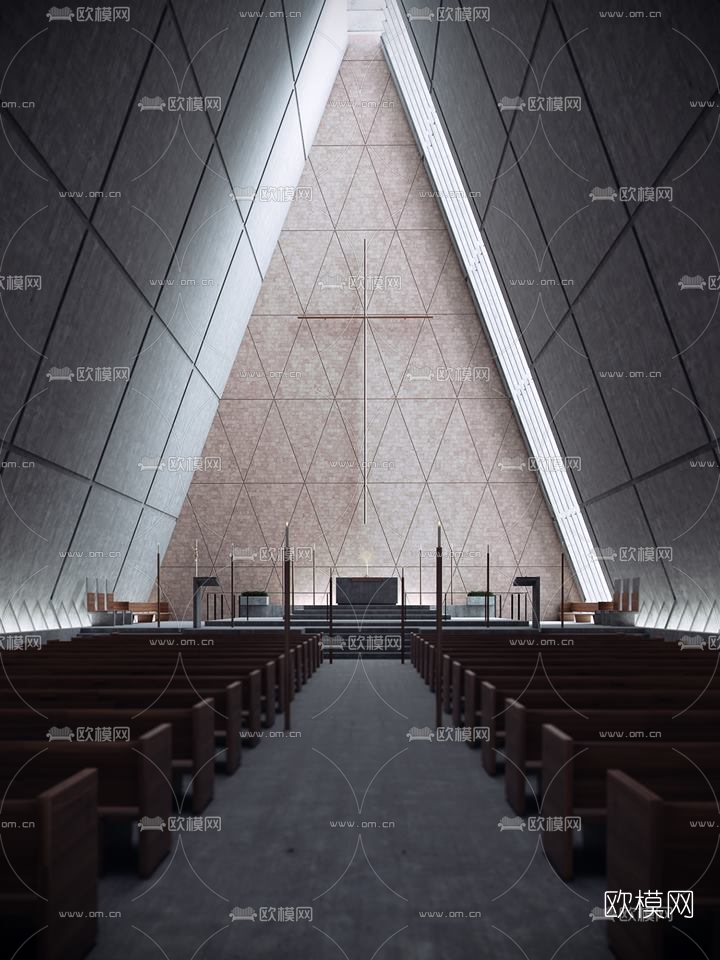 现代教堂su模型下载（渲染图1）