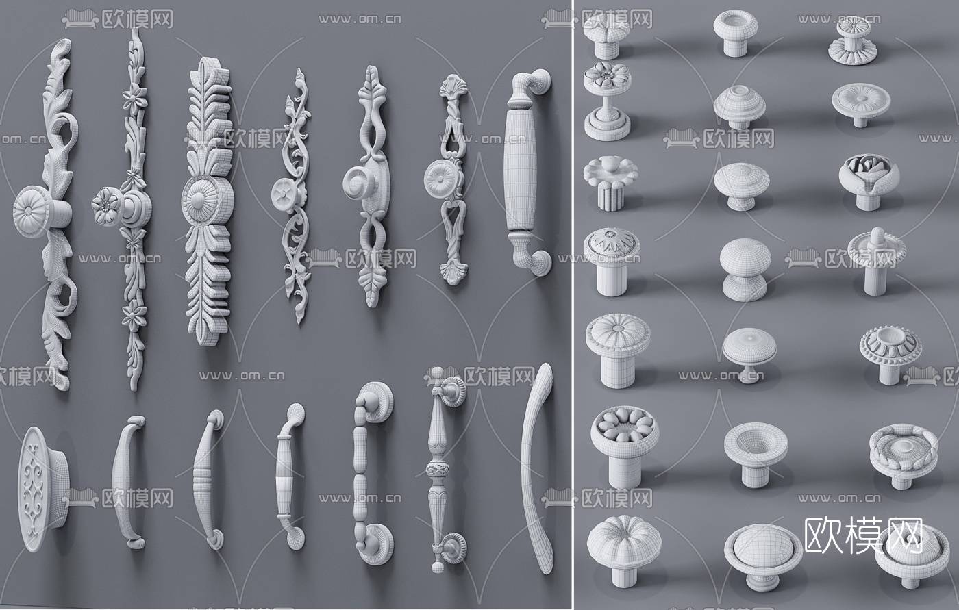 欧式拉手把手组合3d模型下载（渲染图6）