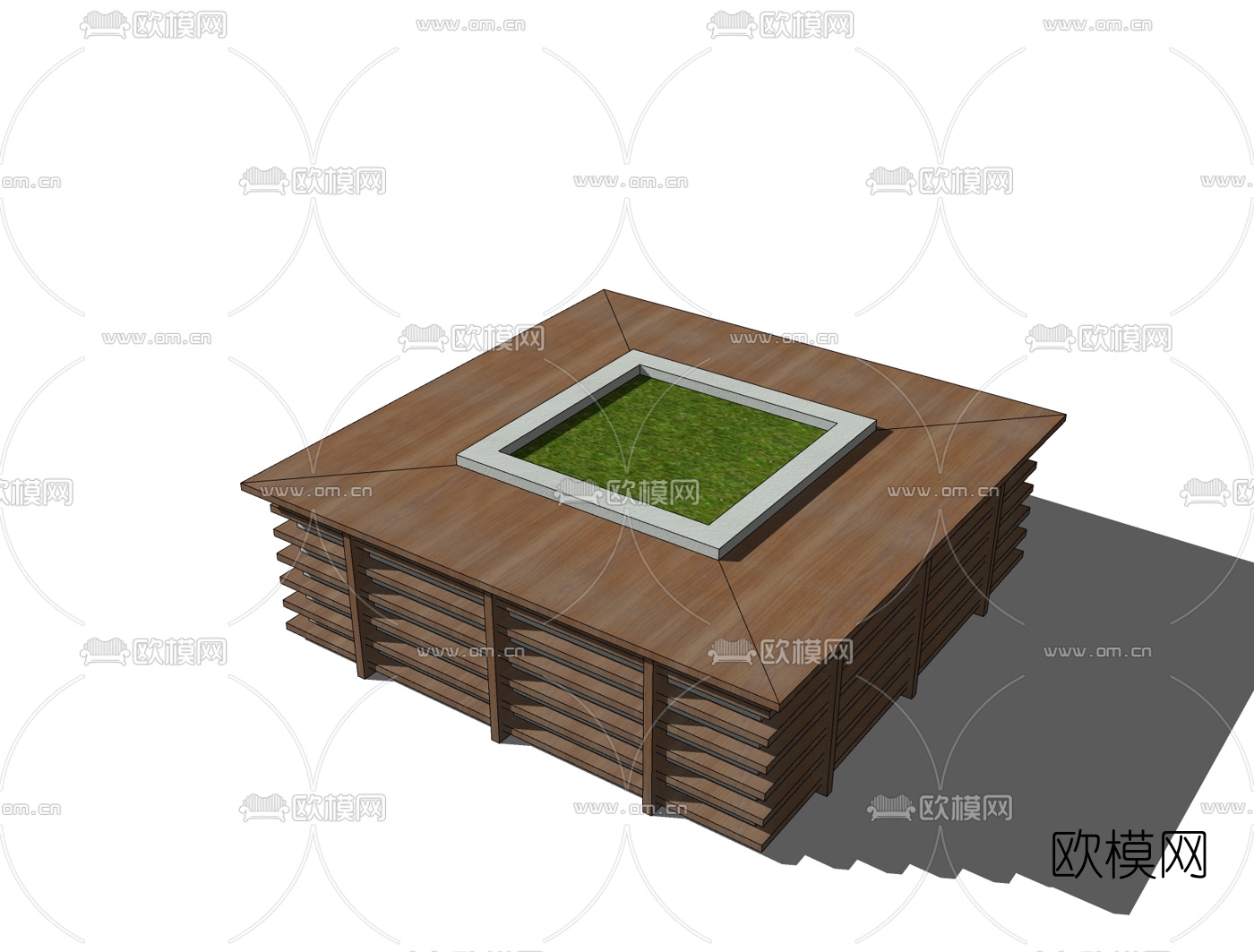 现代树池座椅免费su模型下载