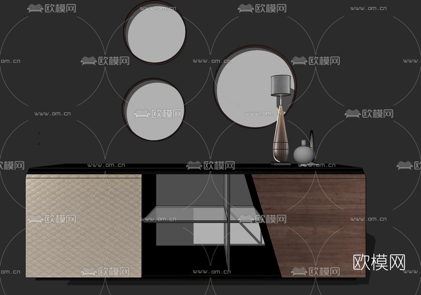 现代轻奢电视柜su模型