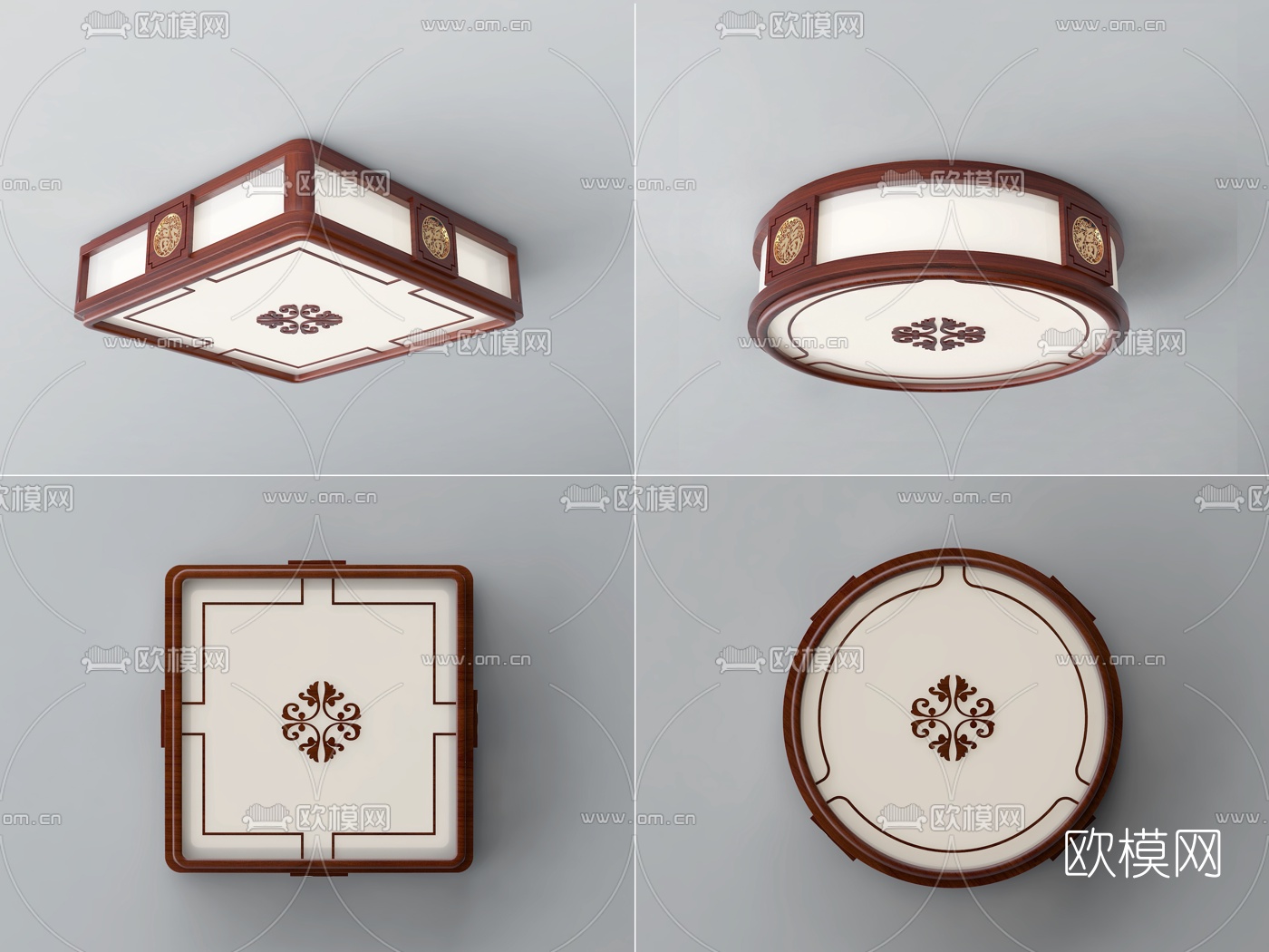 新中式吸顶灯3D模型下载