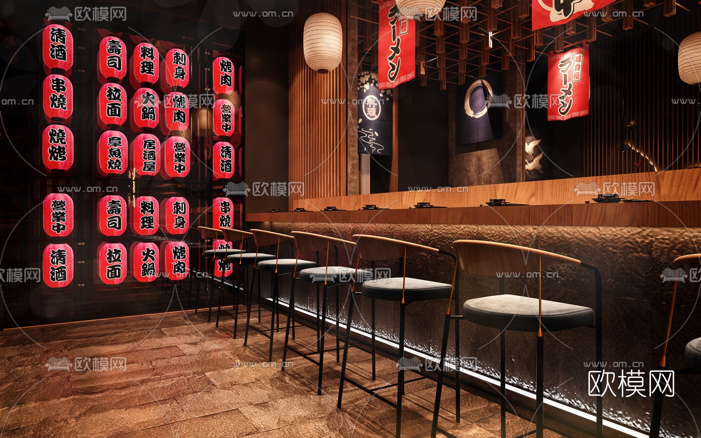 日式料理店3d模型下载（渲染图1）