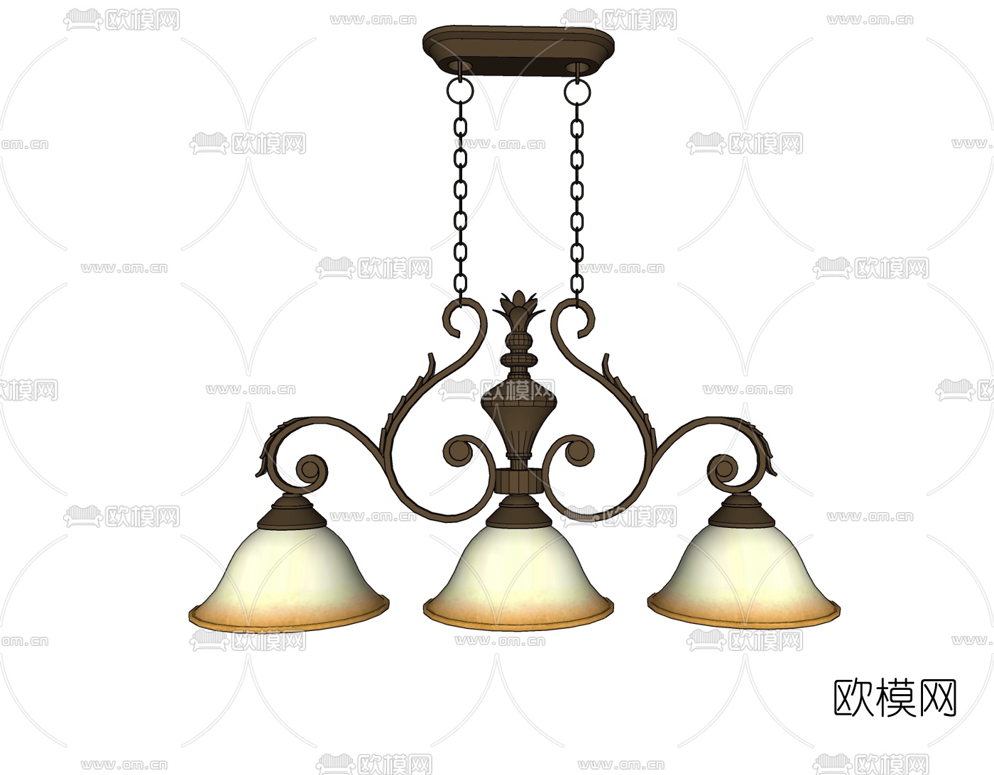 欧式金属多头吊灯免费su模型下载