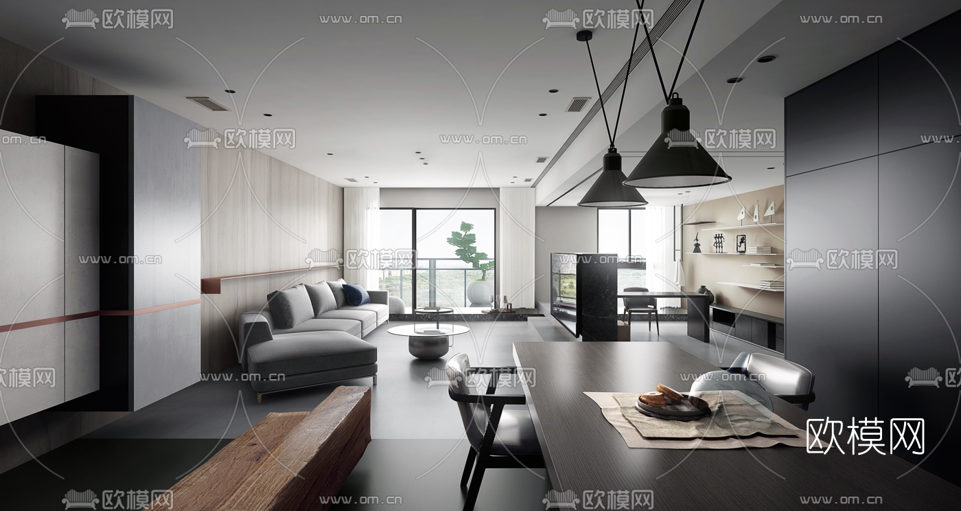 台式客厅餐厅3d模型