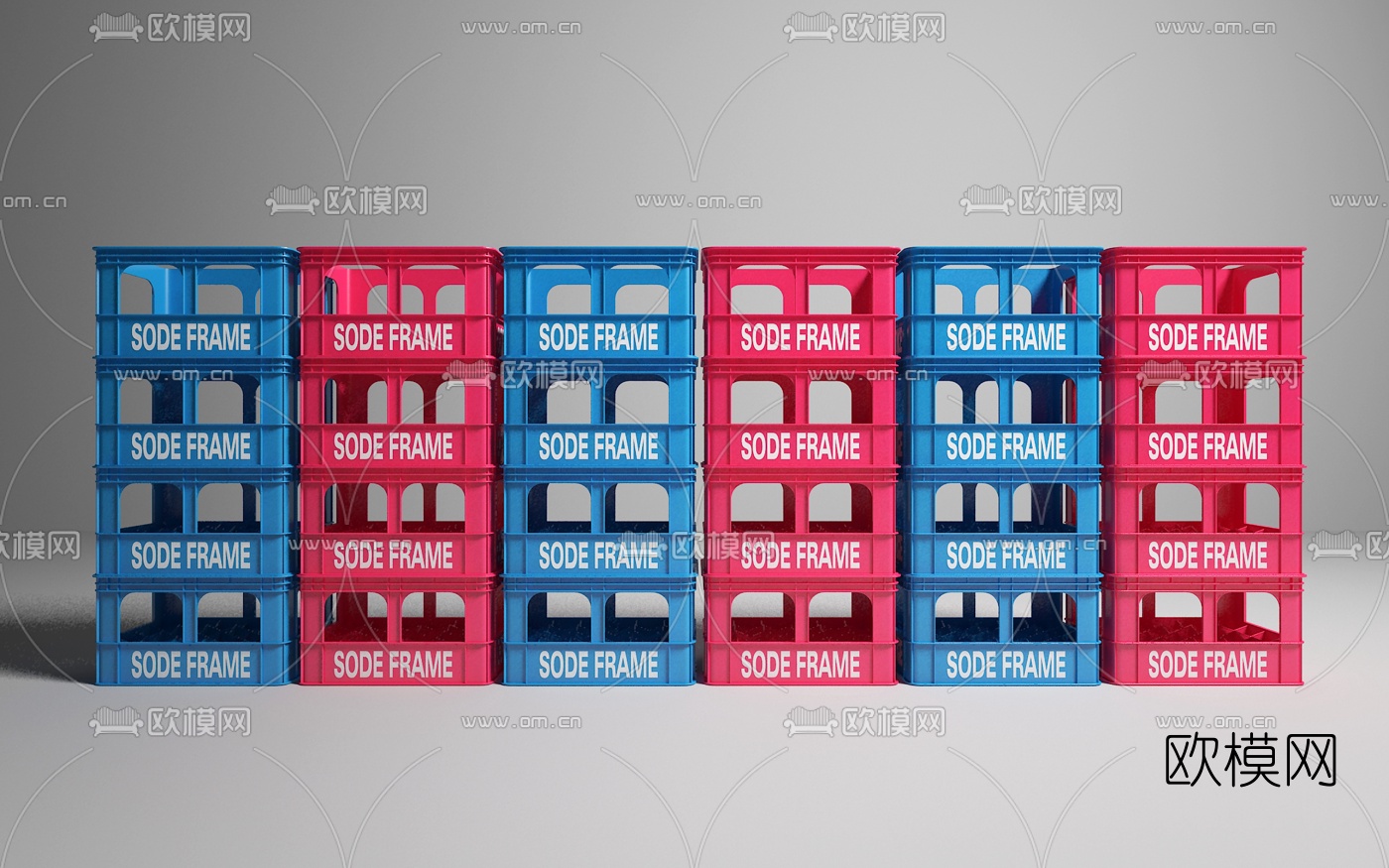 现代汽水框组合3d模型下载（渲染图1）