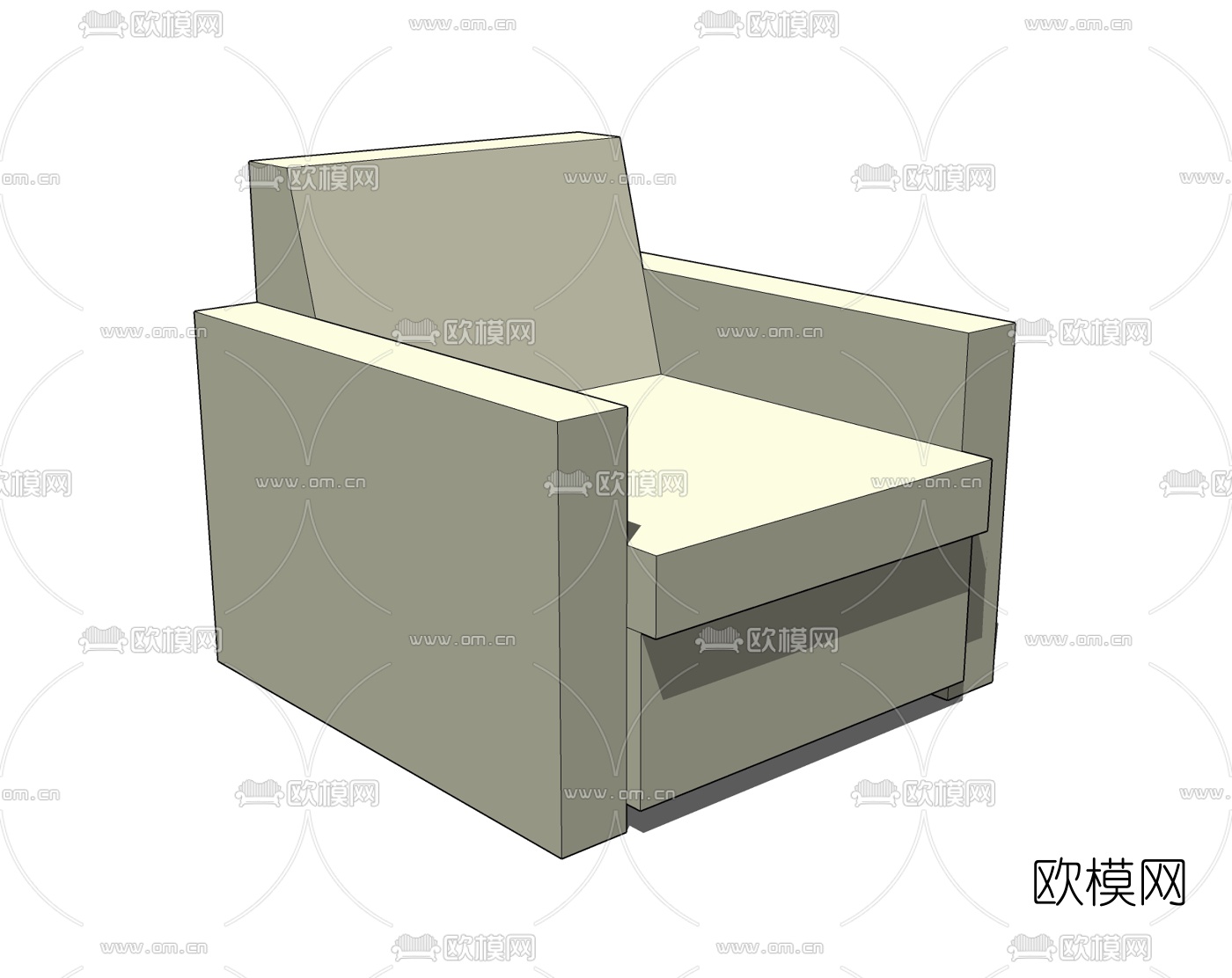 现代单人沙发免费su模型下载