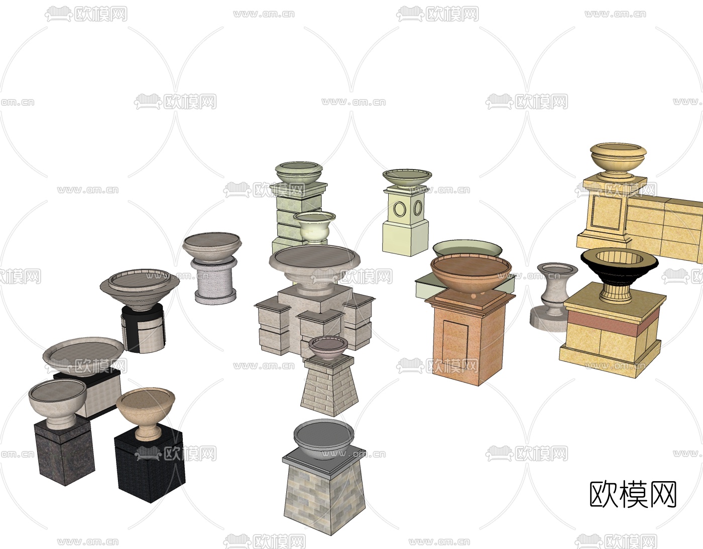 欧式花钵免费su模型下载