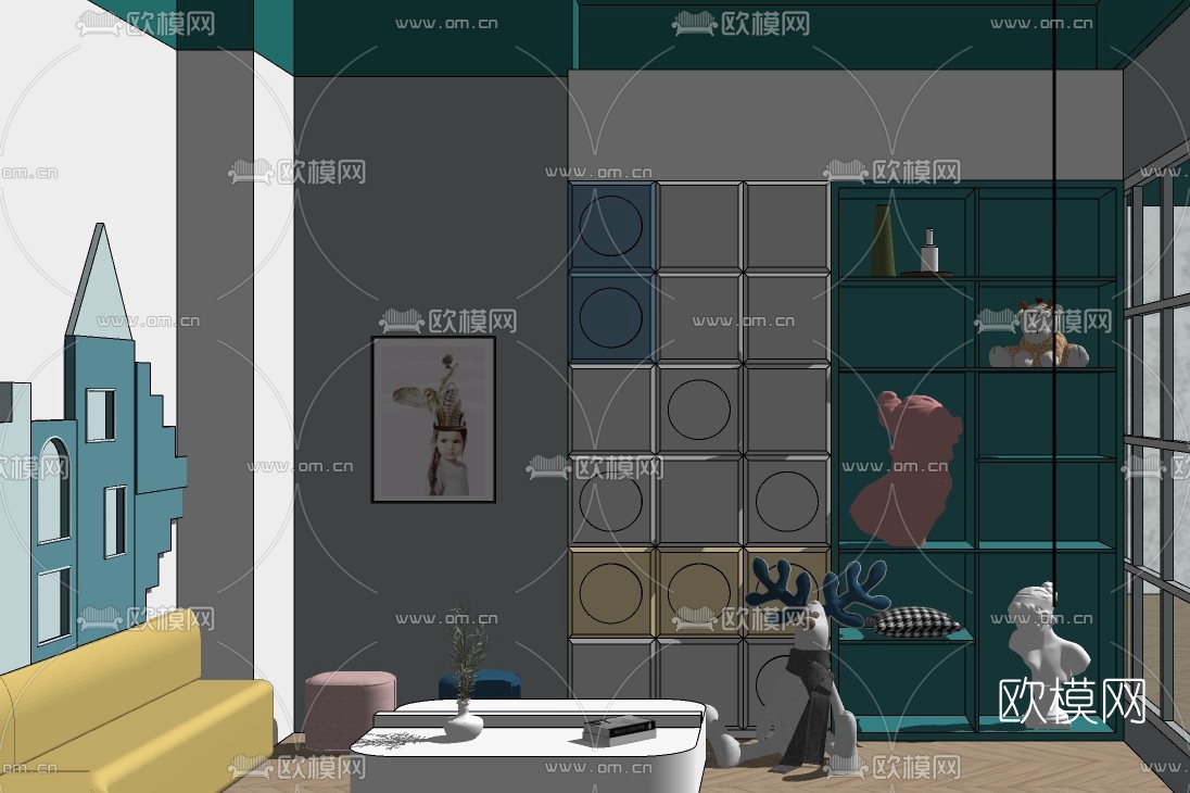 现代幼儿园su模型下载（渲染图2）