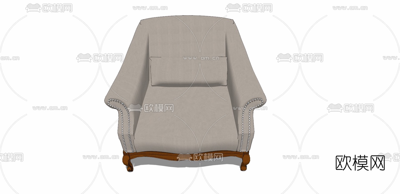 欧式布艺单人沙发免费su模型下载