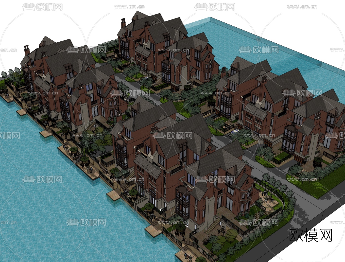 欧式别墅区规划免费su模型下载
