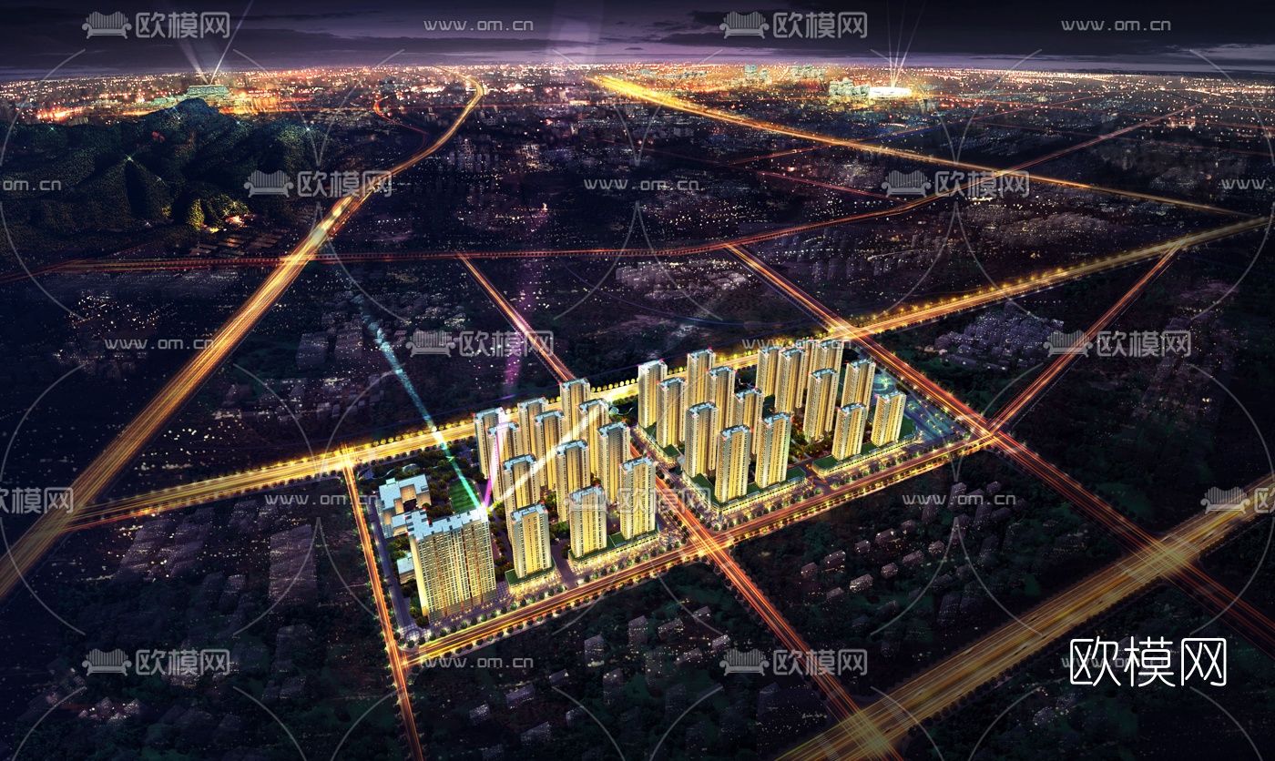 现代鸟瞰城市规划免费3d模型