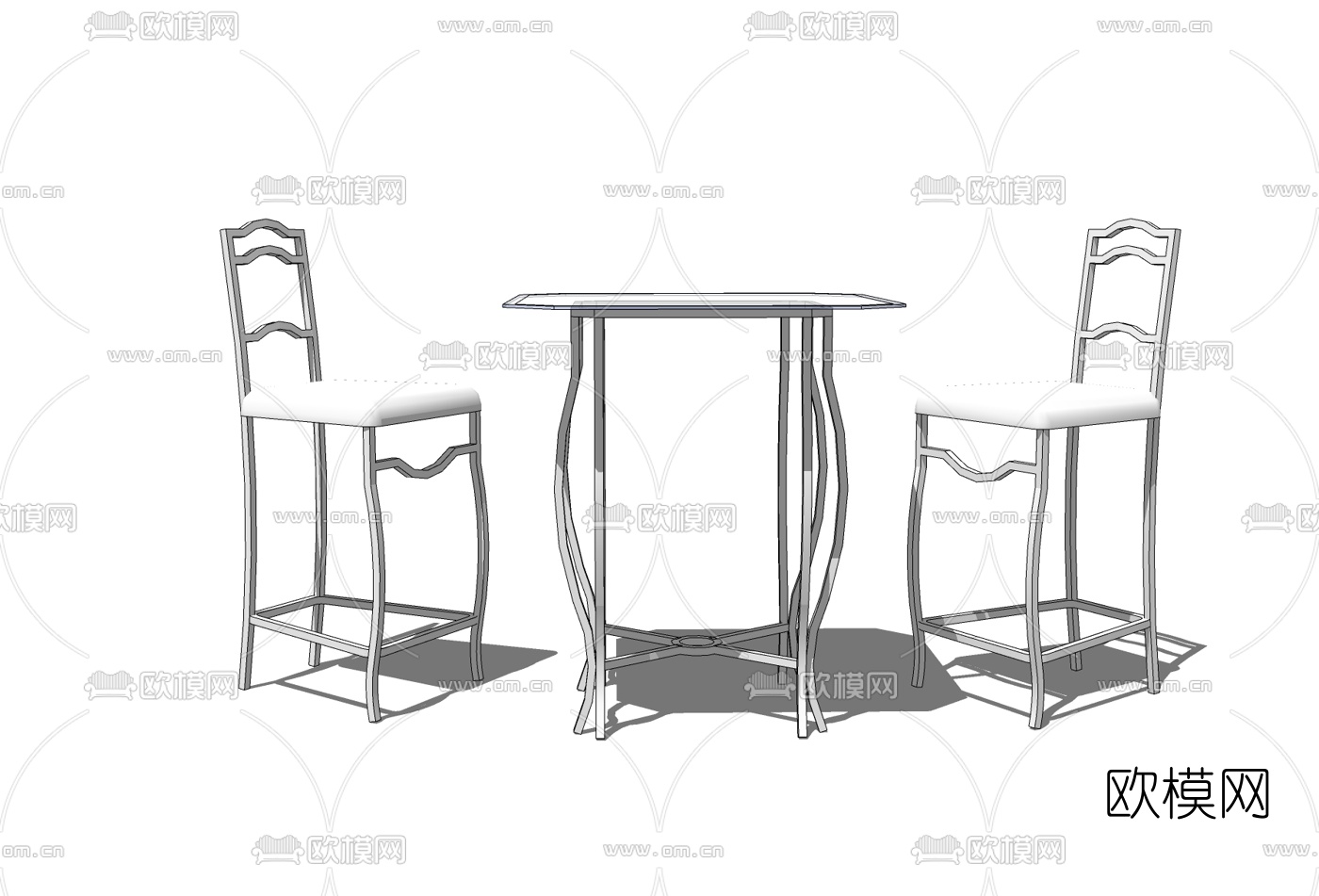 现代高脚吧台桌椅免费su模型下载