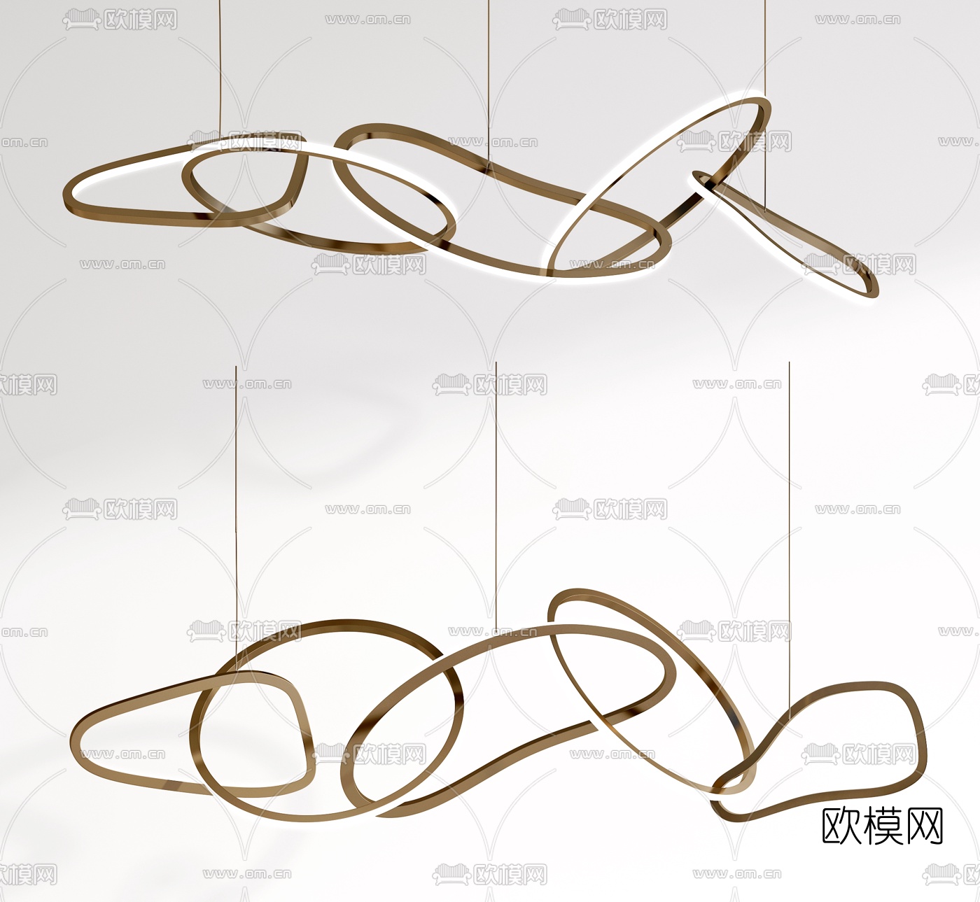 现代金属环形吊灯3d模型