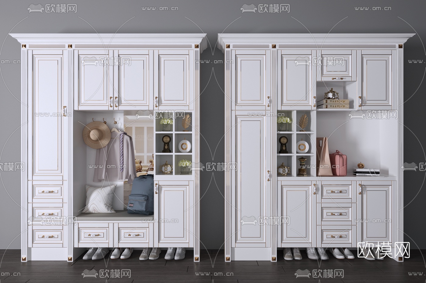 简欧鞋柜3d模型