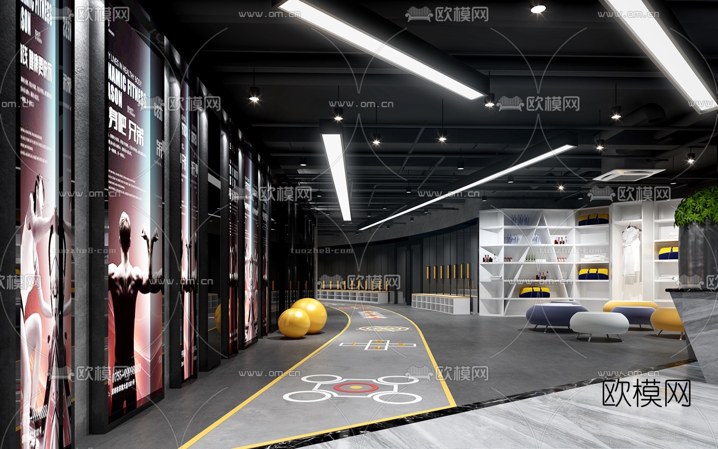 现代健身房3d模型下载（渲染图1）