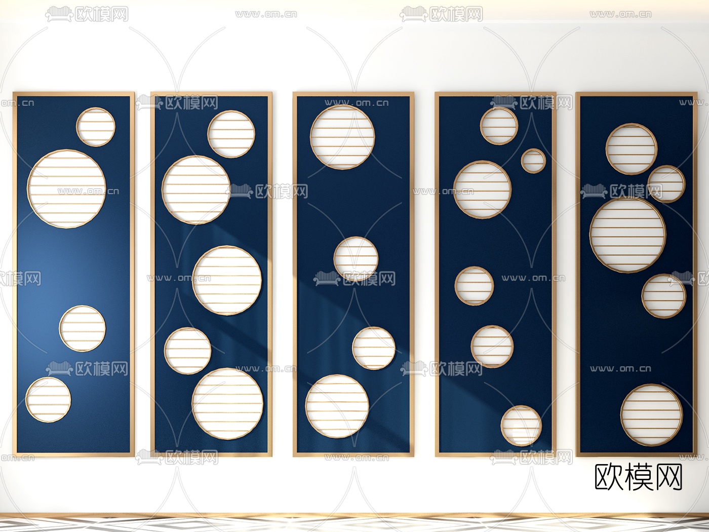 现代简约隔断屏风3d模型下载
