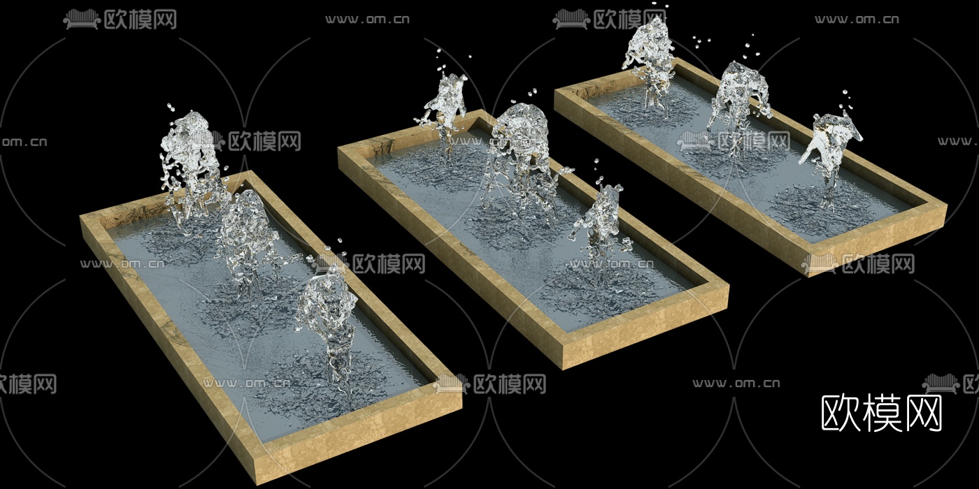现代景观喷泉3d模型-免费3dmax模型库-欧模网