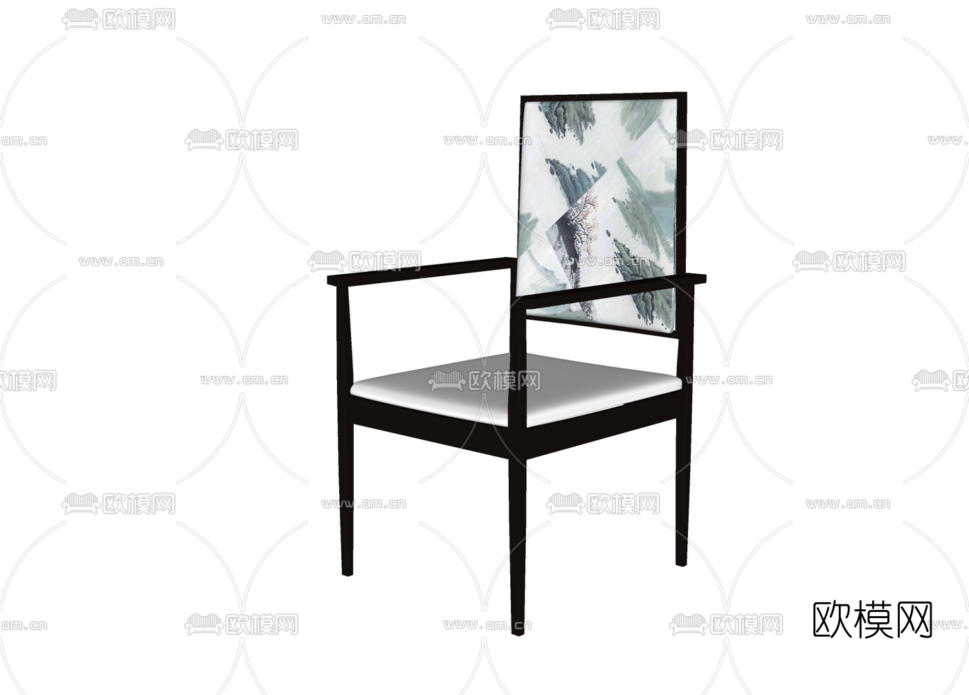 新中式单椅免费su模型下载