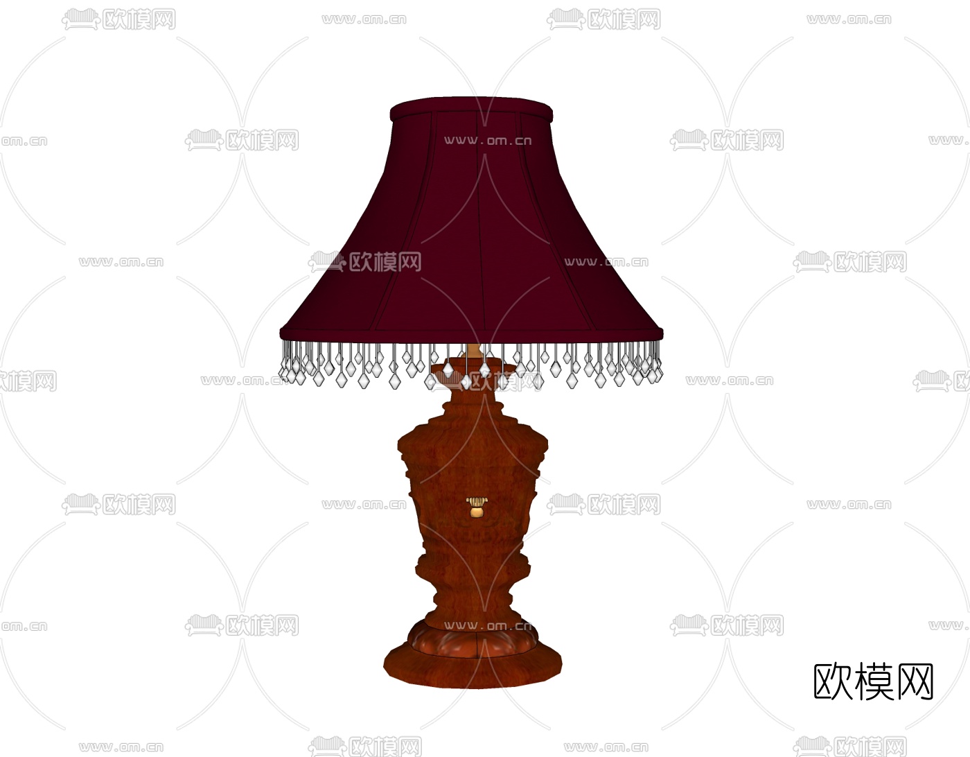 美式实木台灯免费su模型下载