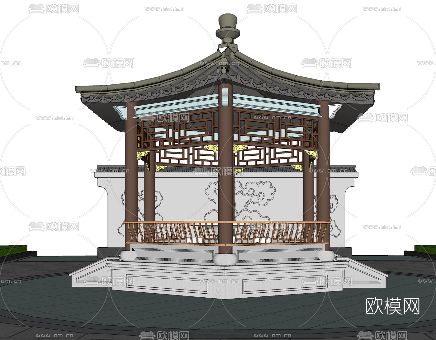 中式凉亭免费su模型下载