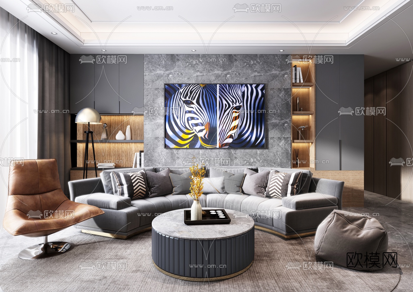 现代沙发组合3d模型