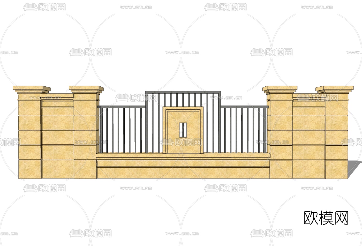 现代围墙护栏免费su模型下载