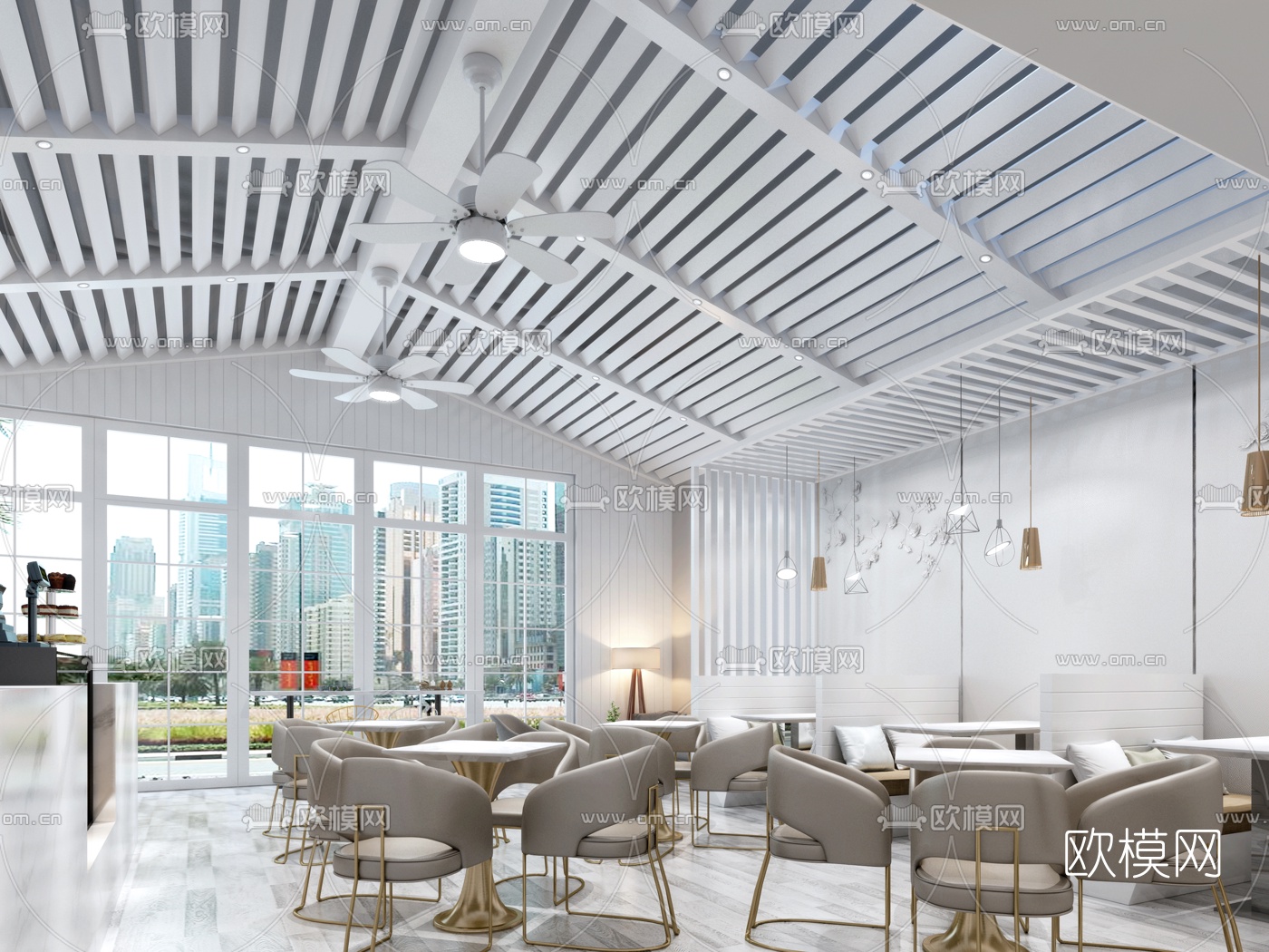 现代奶茶店3d模型