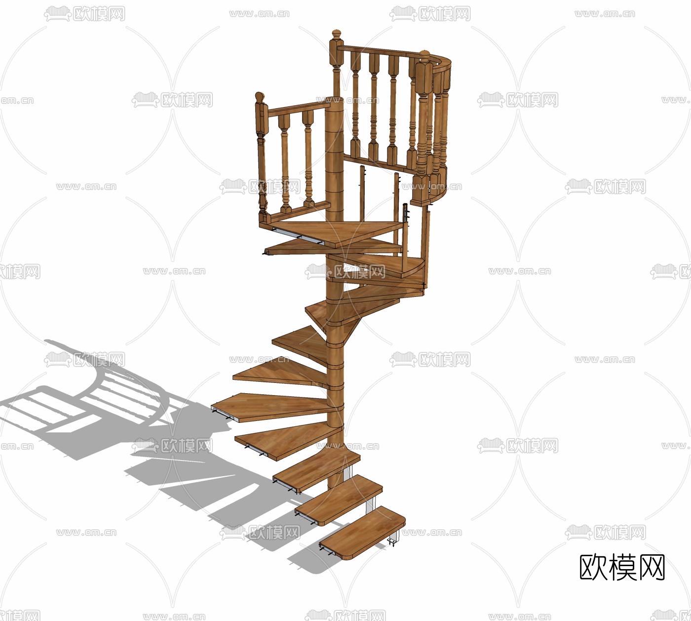 自然风实木楼梯免费su模型下载