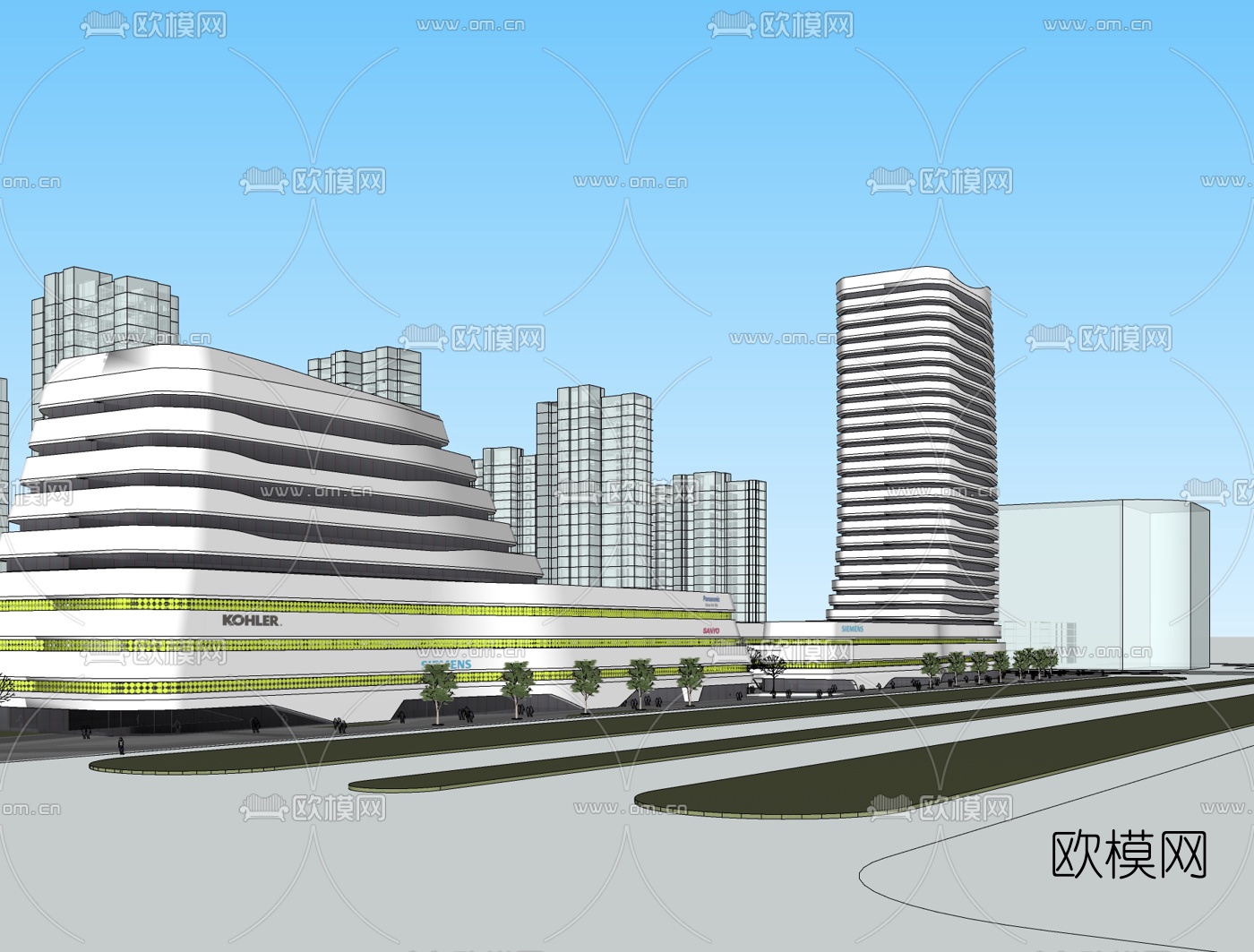 现代办公楼免费su模型下载