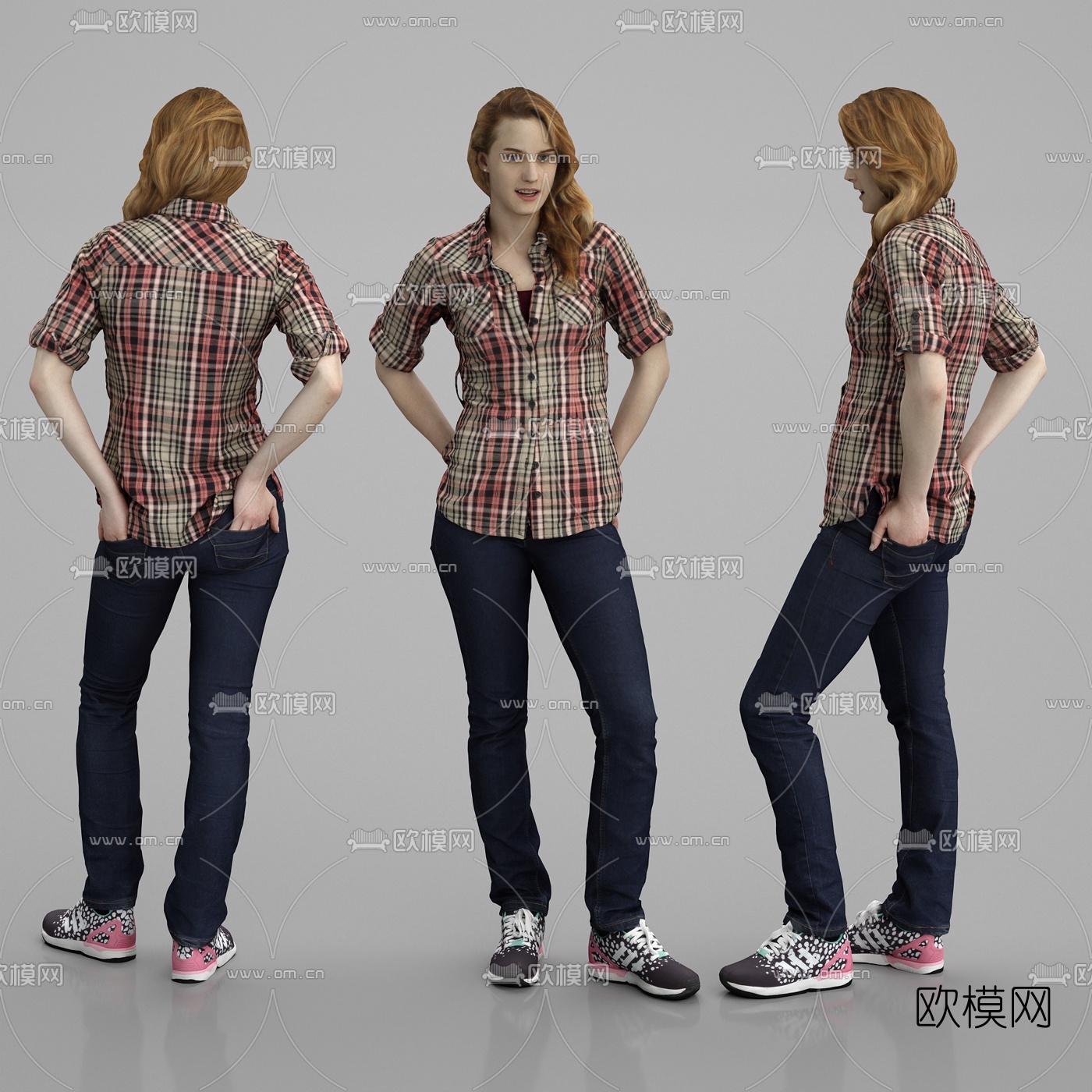 现代站姿女人3d模型下载