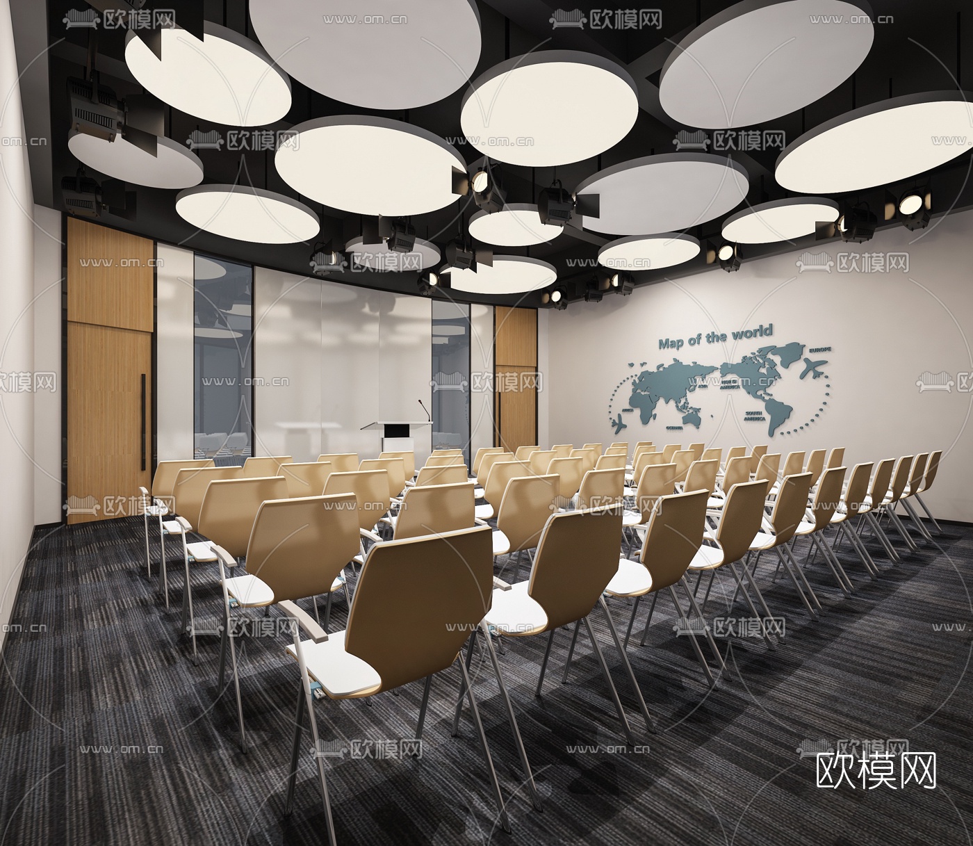 现代培训室会议室3d模型