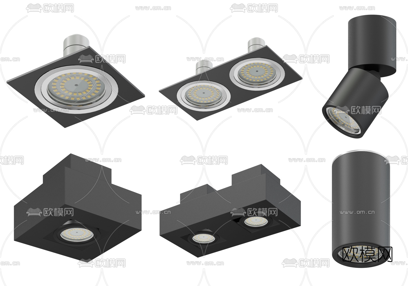 现代射灯筒灯3d模型下载