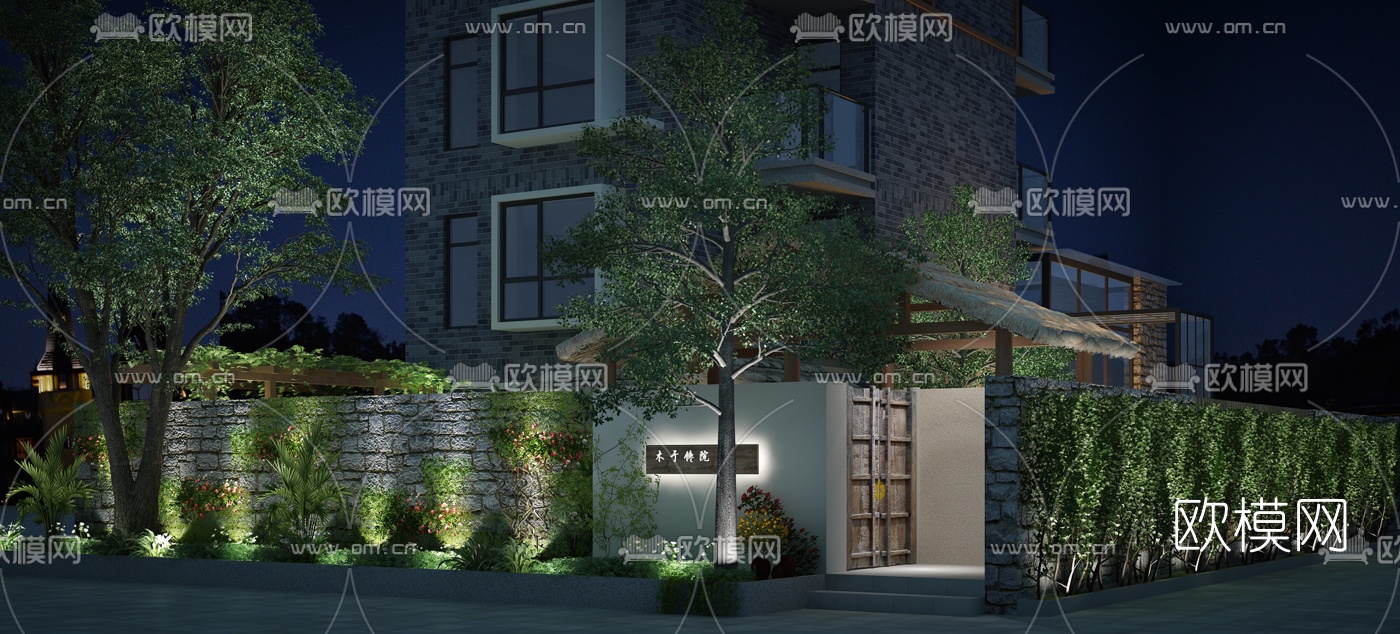 现代园林户外休闲区3d模型