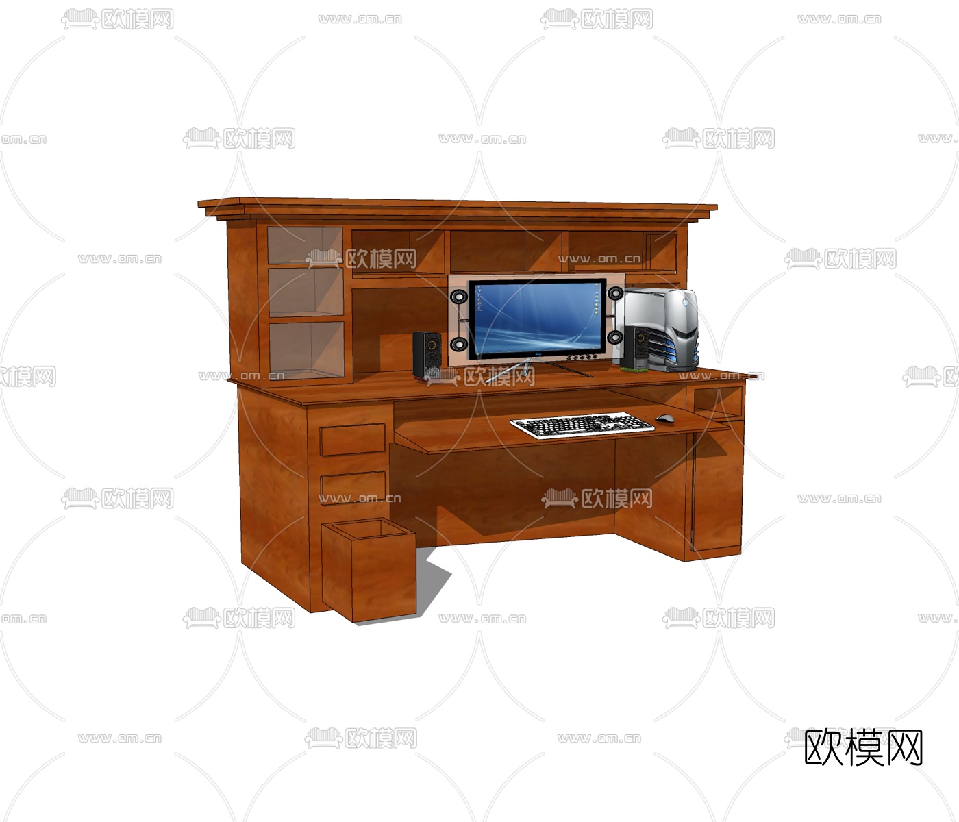 现代书桌免费su模型下载