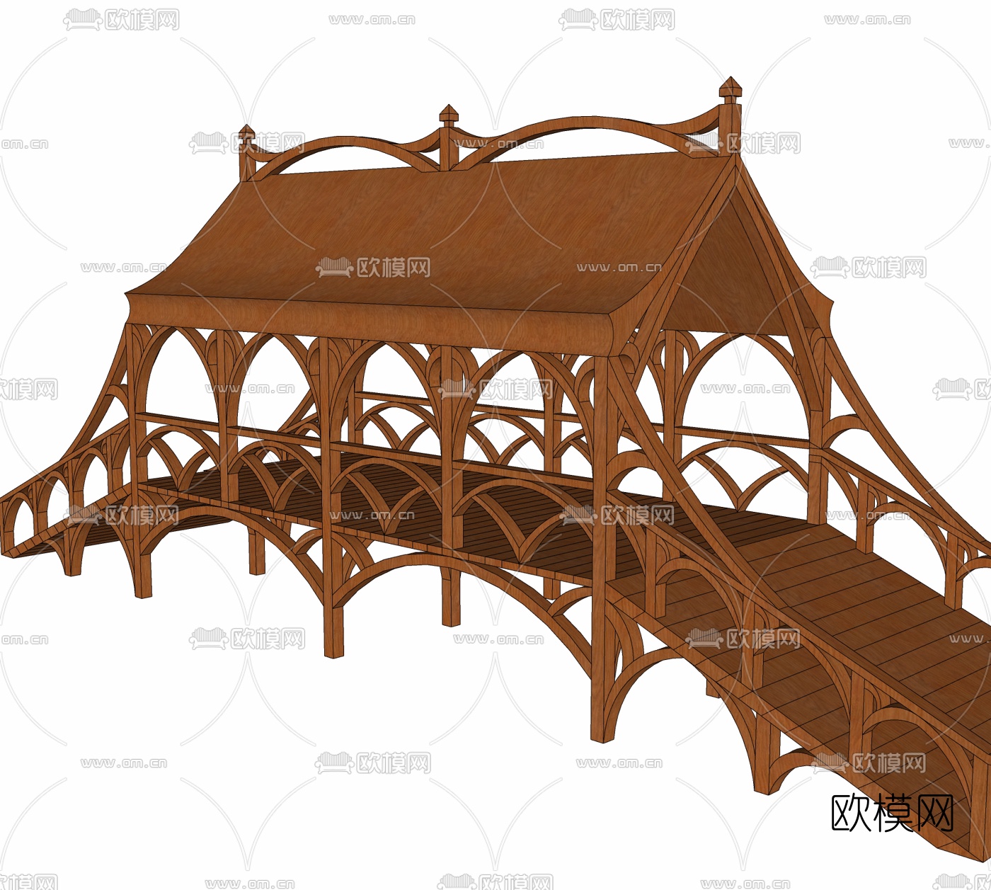 东南亚景观桥免费su模型下载