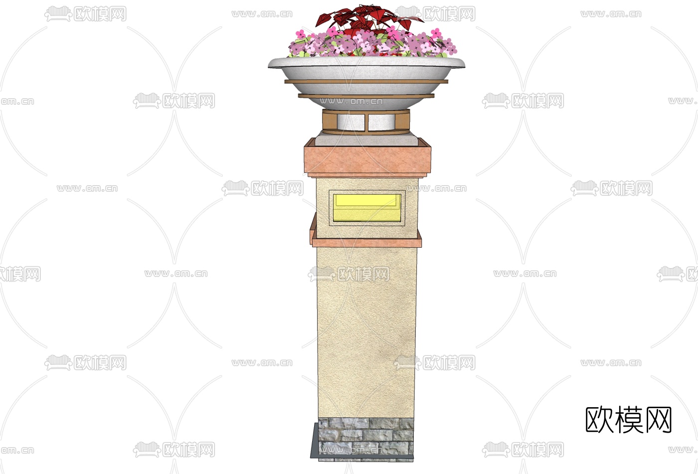 欧式花钵免费su模型下载