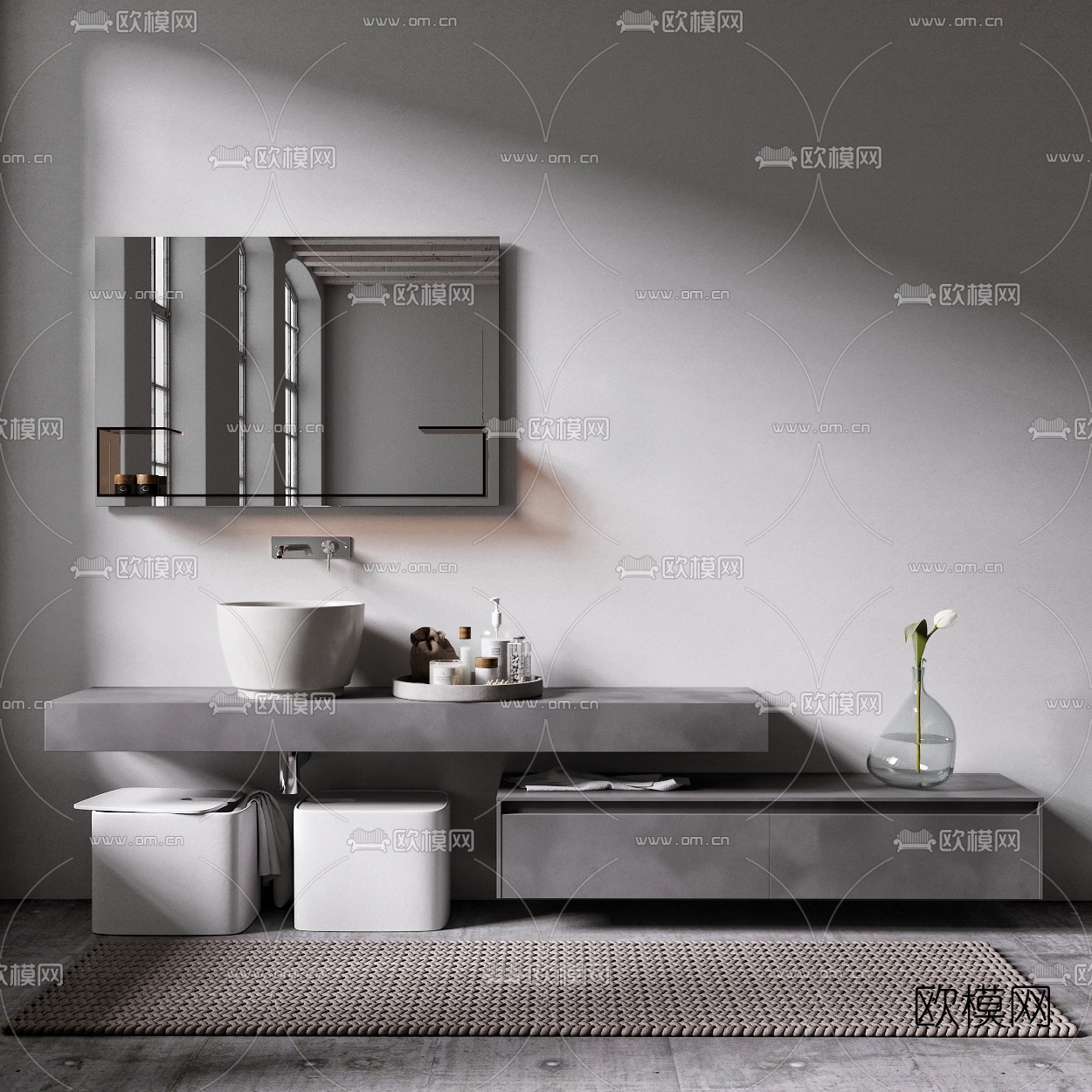 现代洗手台3d模型下载（渲染图1）