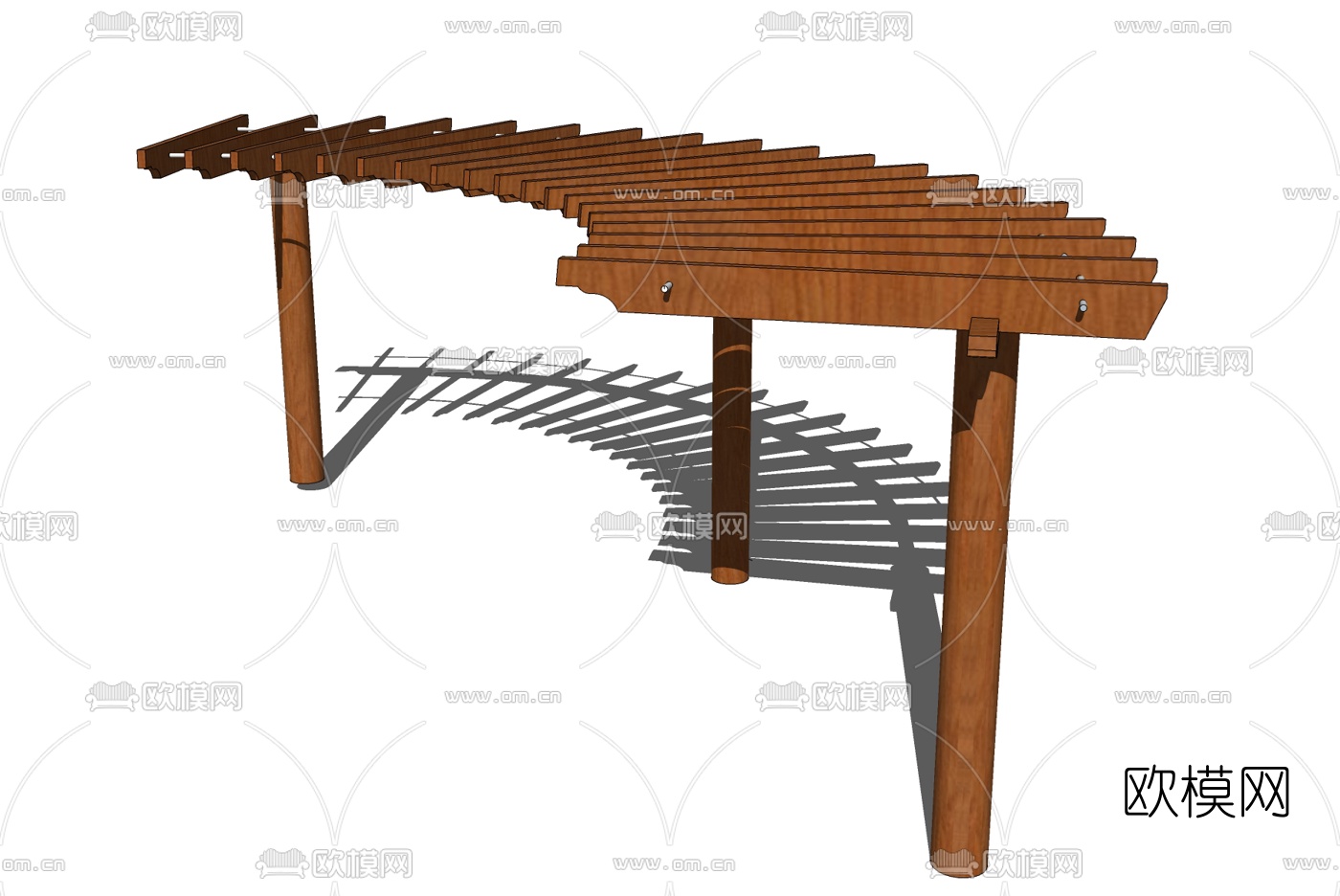 现代实木花架免费su模型下载