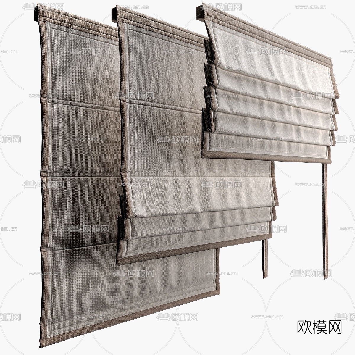 现代布艺卷帘窗帘3d模型