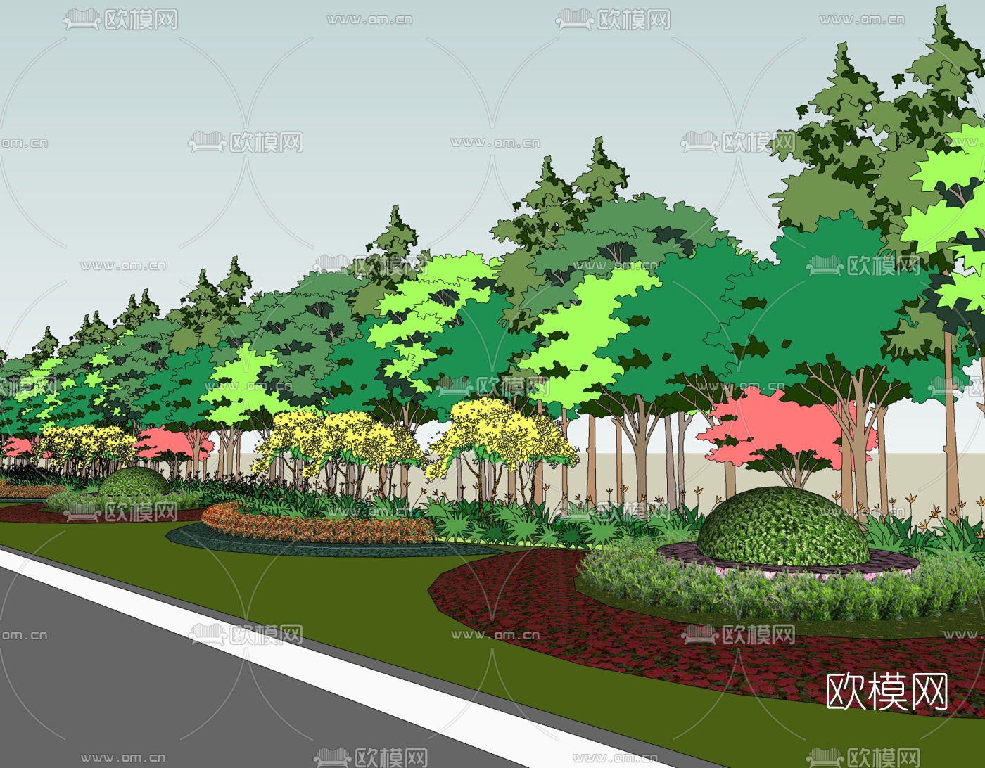 现代公共景观免费su模型下载