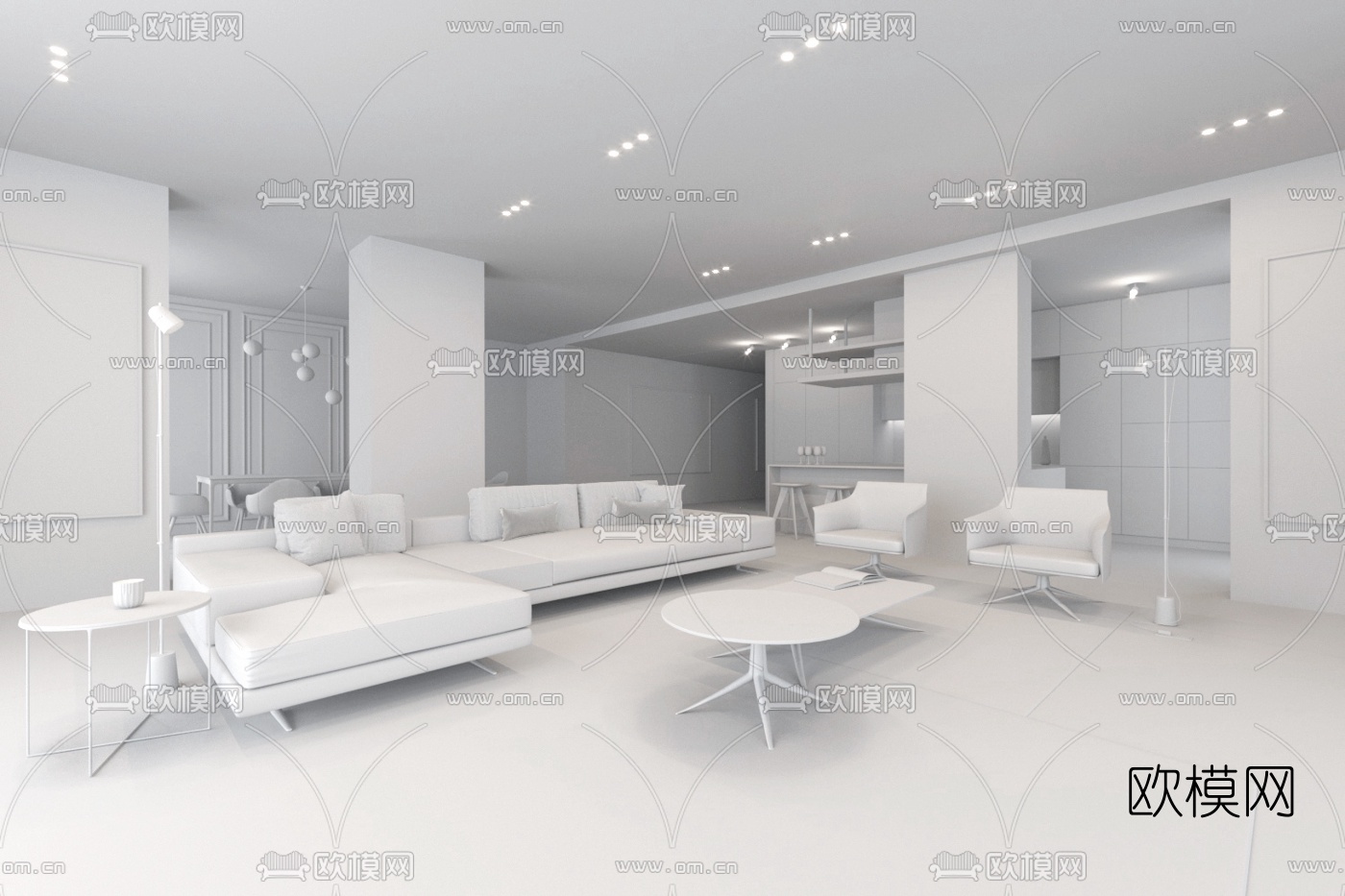 现代简约客厅3d模型