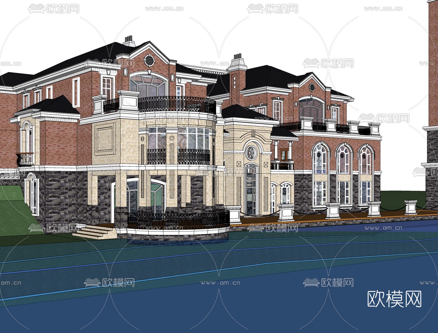欧式古典独栋别墅免费su模型下载