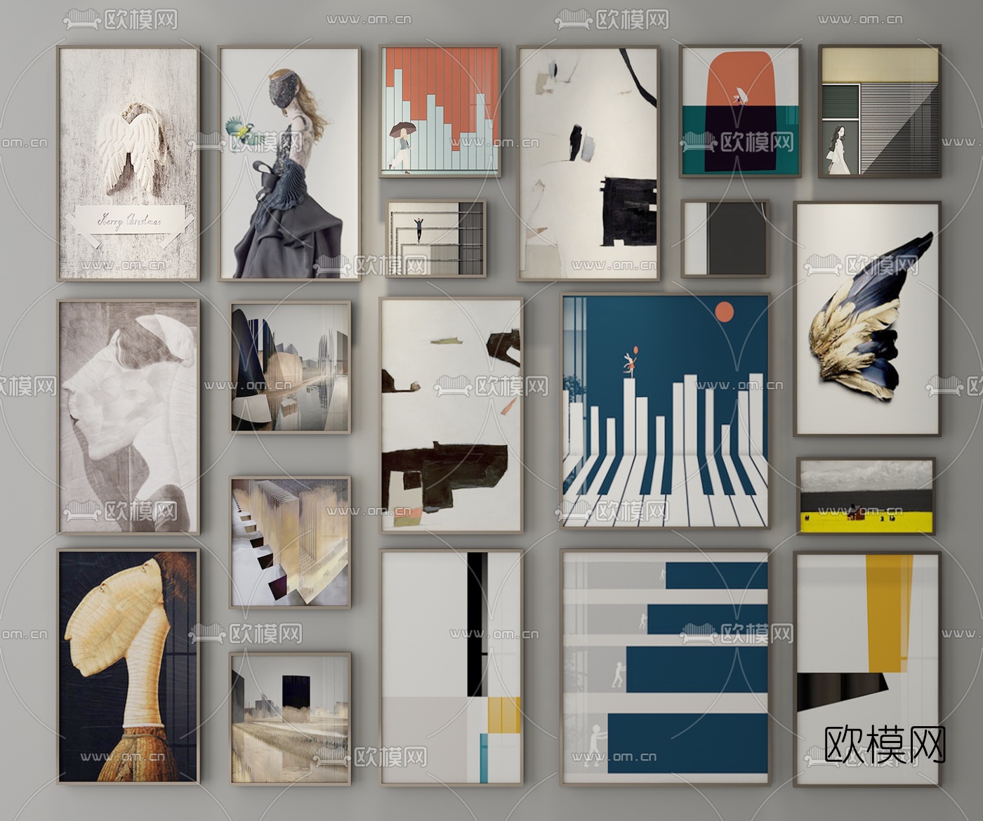 现代人物装饰画3d模型下载