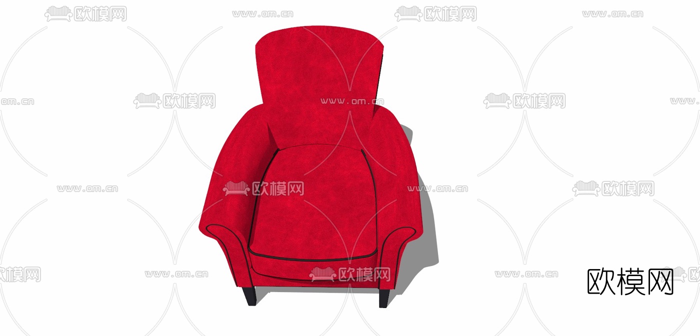 欧式布艺单人沙发免费su模型下载