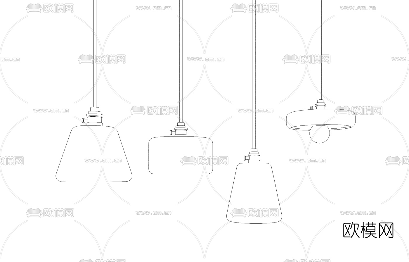 现代简约吊灯组合3d模型下载（渲染图2）