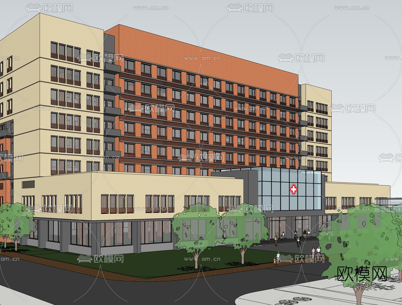 现代医院大楼免费su模型下载