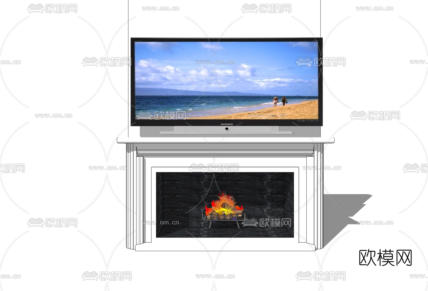 现代壁炉免费su模型下载