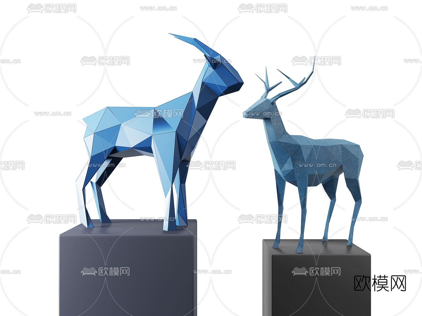 现代几何动物雕塑3d模型下载