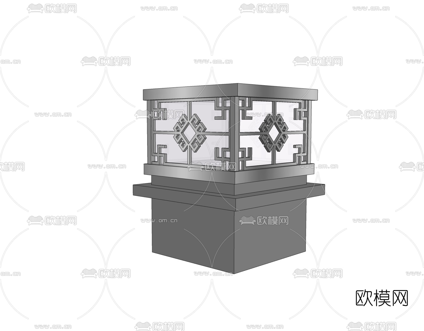 中式草坪灯免费su模型下载